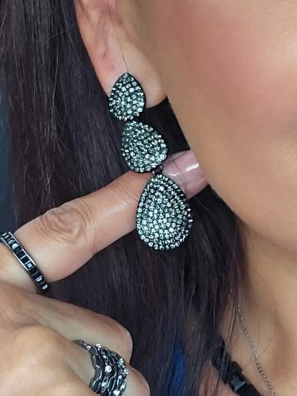 Park Lane “ECLIPSE” Textured Black Teardrop Earrings